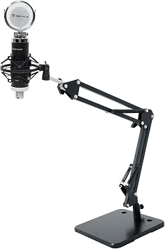 Rockville RCM03 Pro Studio Recording Condenser Microphone + Metal Shock Mount Bundle with iSTAND 75 Desktop Boom Arm Microphone Stand