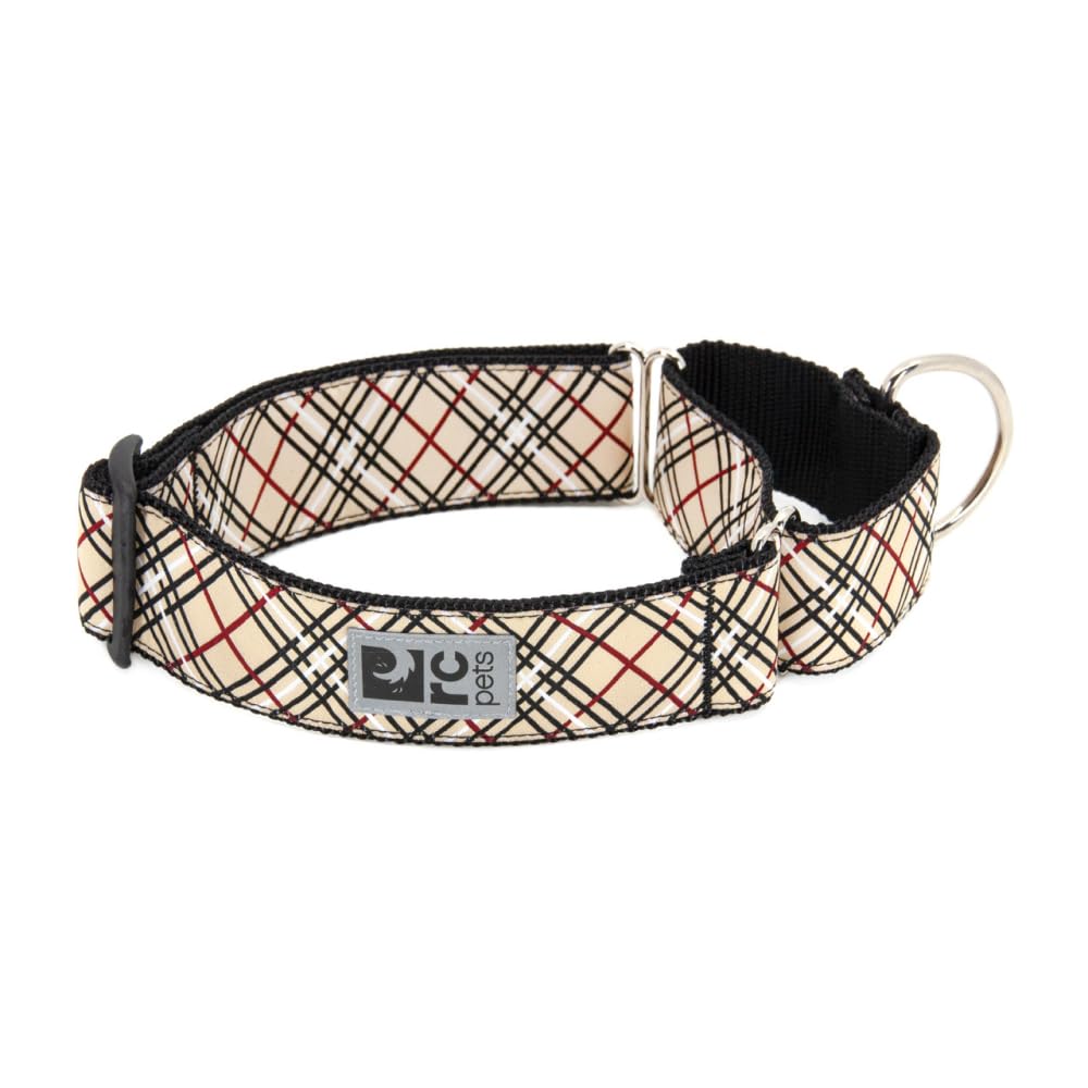 RC Pets 1-1/2 Inch All Webbing Martingale Training Dog Collar, Large, Tan Tartan