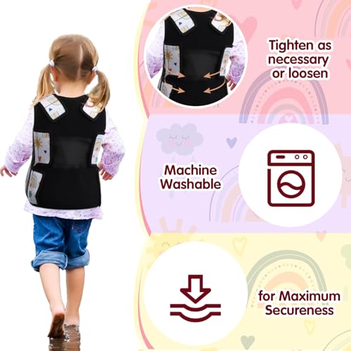 Image of Janmercy Weighted Vest for Kids Ages 2 to 9 Adjustable Neoprene Compression Vest Removable Weights Breathable Comfort Toddler(Rainbow,Small,Beige)