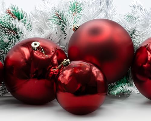 Image of Red Shiny, 8 in, 2 Pack (X-Large, Jumbo)(SPN Decor) (Christmas, Holiday, Christmas Tree)