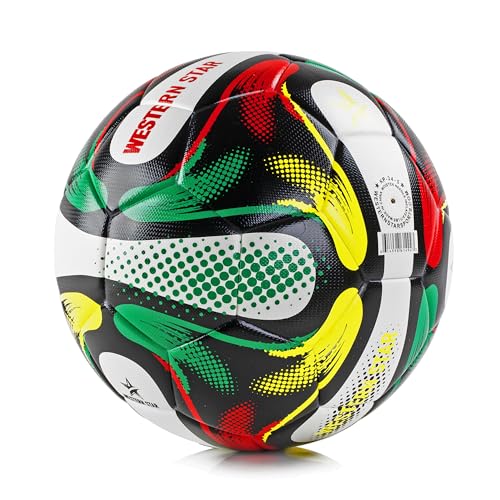Image of Western Star Soccer Ball Size 4 and Size 5 - Thermo Bonded Construction with Reinforced Seams - Durable Design - Designed for Training & Matches - Performance Soccer Ball Quality - Professional Series