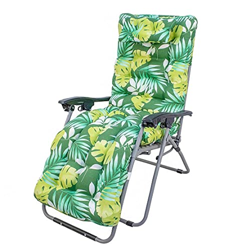BRAVO HOME Coussin de Chaise Longue Bain de Soleil 180 x 50 x 10 cm Coussin siège Confortable et Doux Dossier antidérapant, Coussin de siège à dossier haut pour intérieur extérieur Feuille de bananier