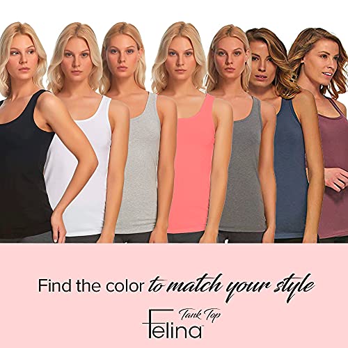 Felina Stretch Layering Women’s Tank Top - Seamless Cotton Tank Top For Women, Workout Top (3-Pack) (Grey Plum Vitage Indigo, Medium) #TOP6