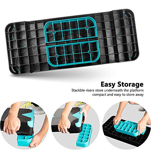 GYMMAGE Adjustable Workout Aerobic Stepper, Aerobic Exercise Step Platform with 2 Risers, Exercise Step Deck for Fitness, 26.5\" Trainer Stepper with Non-Slip Surface Home Gym & Extra Risers Options - Thumbnail 3