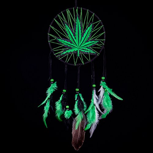 Aces Gifts Marijuana Leaf Pot Weed Embroidered Dream Catcher (16 Inches Long) - Image 4