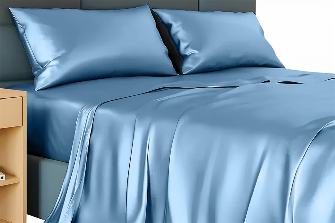 Queen Silk Sheet Set 6 Piece True Silk Sheets Set - Hotel Luxury Bed Sheets - Extra Soft