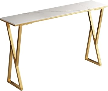 Console Table, Side Table, Counter Table, Bar Counter Table, Marble Top, Height 41.3 inches 105 cm, Slim, Open Rack, Kitchen Table, Stylish, Easy to Clean, Space Saving, For Entryways, Living