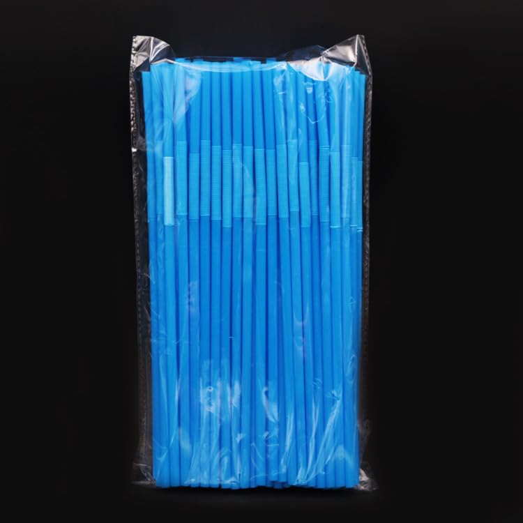 Pitillos plásticos flexibles azules desechables 200 piezas miniatura 1