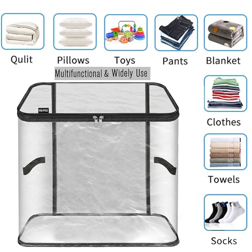 Image of Storite PVC 2 Pack Jumbo Saree Bags, Transparent Saree Bags With Zip, Saree Covers For Storage With Moisture & Dust Proof, Wardrobe Organizer(45x41x33 cm)