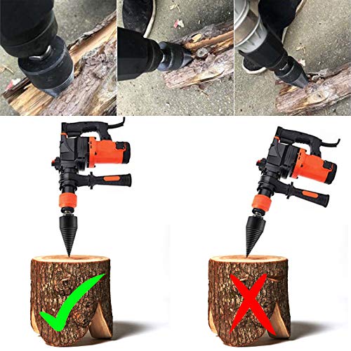 Holzspalter Bohrer 32mm, Schraube Kegel Schaft, Brennholzbohrer mit runden/quadratischen/sechseckigen Schäften für… – Bild 3