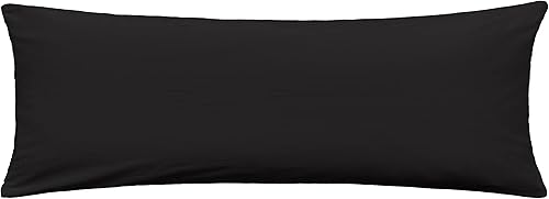 iMaylex Funda de almohada suave 100 % algodón egipcio, funda de almohada acogedora y ligera, de fácil cuidado, negro, cuerpo, 20 x 54 pulgadas