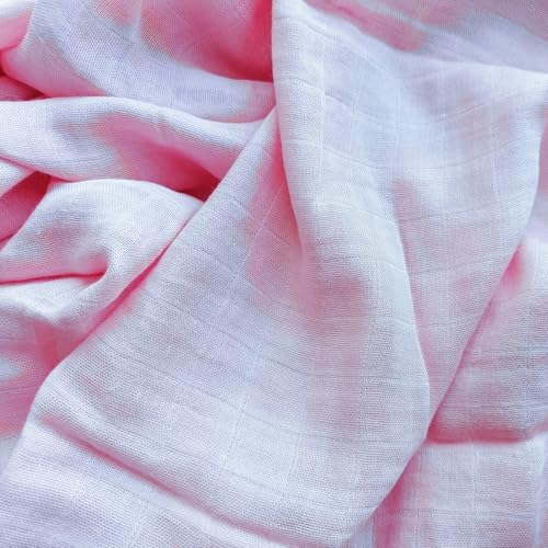 Image of Muslin Newborn Baby Swaddle Blanket 43.5 x 47 inches(110x120cm) Unisex Swaddling Wrap Soft Silky Muslin Swaddle Blankets Neutral Receiving Blanket for Newborn Babies Boys and Girls Large Pink
