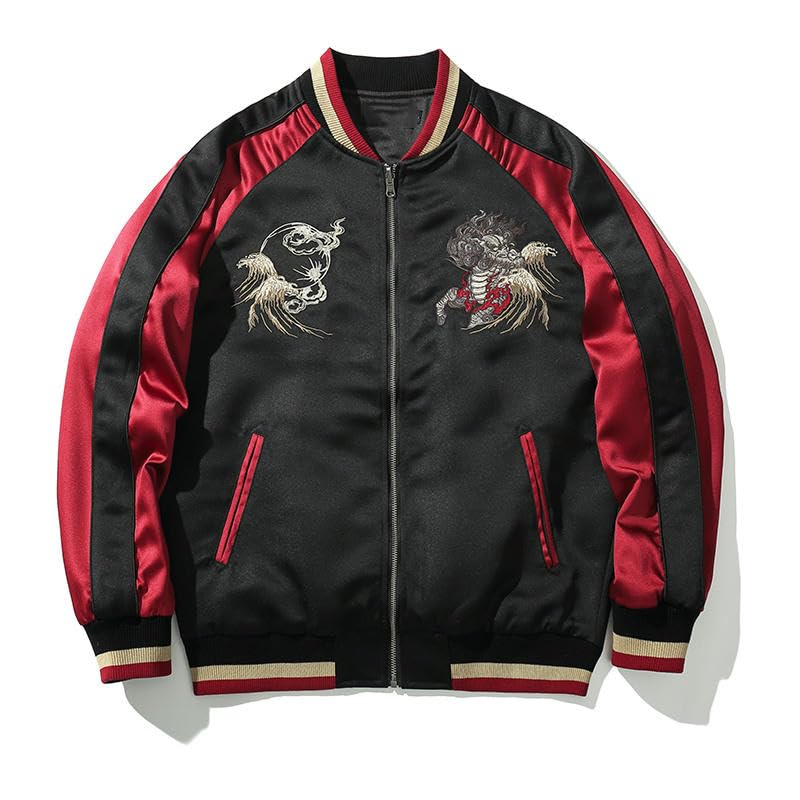 Spring Autumn Color Block Embroidered National Trendy Baseball Jacket Coat Top4