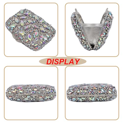 Image of Colorful Crystal Clutch Box Handbag Women Sparkling Evening Bags for Wedding Party Prom Purse