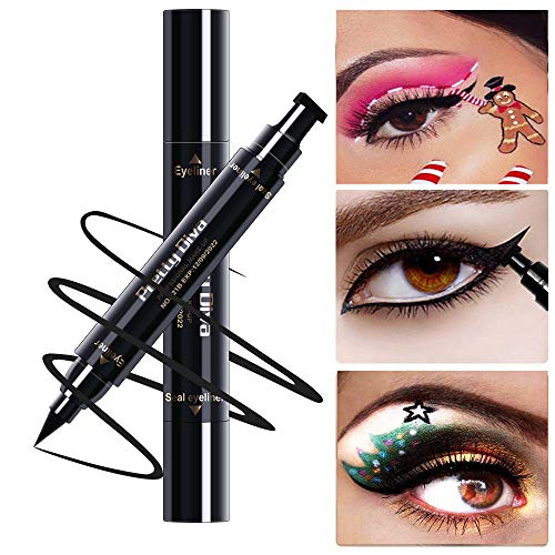 PrettyDiva Winged Eyeliner Stamp - Waterproof Long Lasting Liquid Eyeliner Pen Smudgeproof Eye Makeup Seal Stamp Tool for Wing or Cat Eye - Black