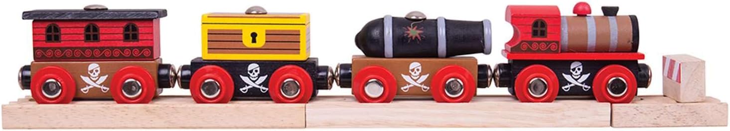 Bigjigs Rail Wooden Pirate Train - Other Major Wood Rail Brands are Compatible
