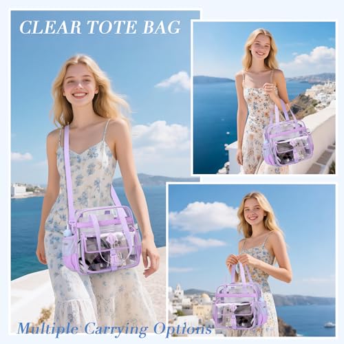 Image of MOONBABY Clear Bag for Stadium Events, Clear Transparent Tote Bag with Detachable Strap for Sports, Concert, Work,Travel