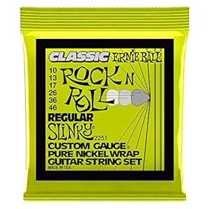 Ernie Ball Regular Slinky Classic Rock n Roll Pure Nickel Wrap Electric Guitar Strings – 10-46 Gauge