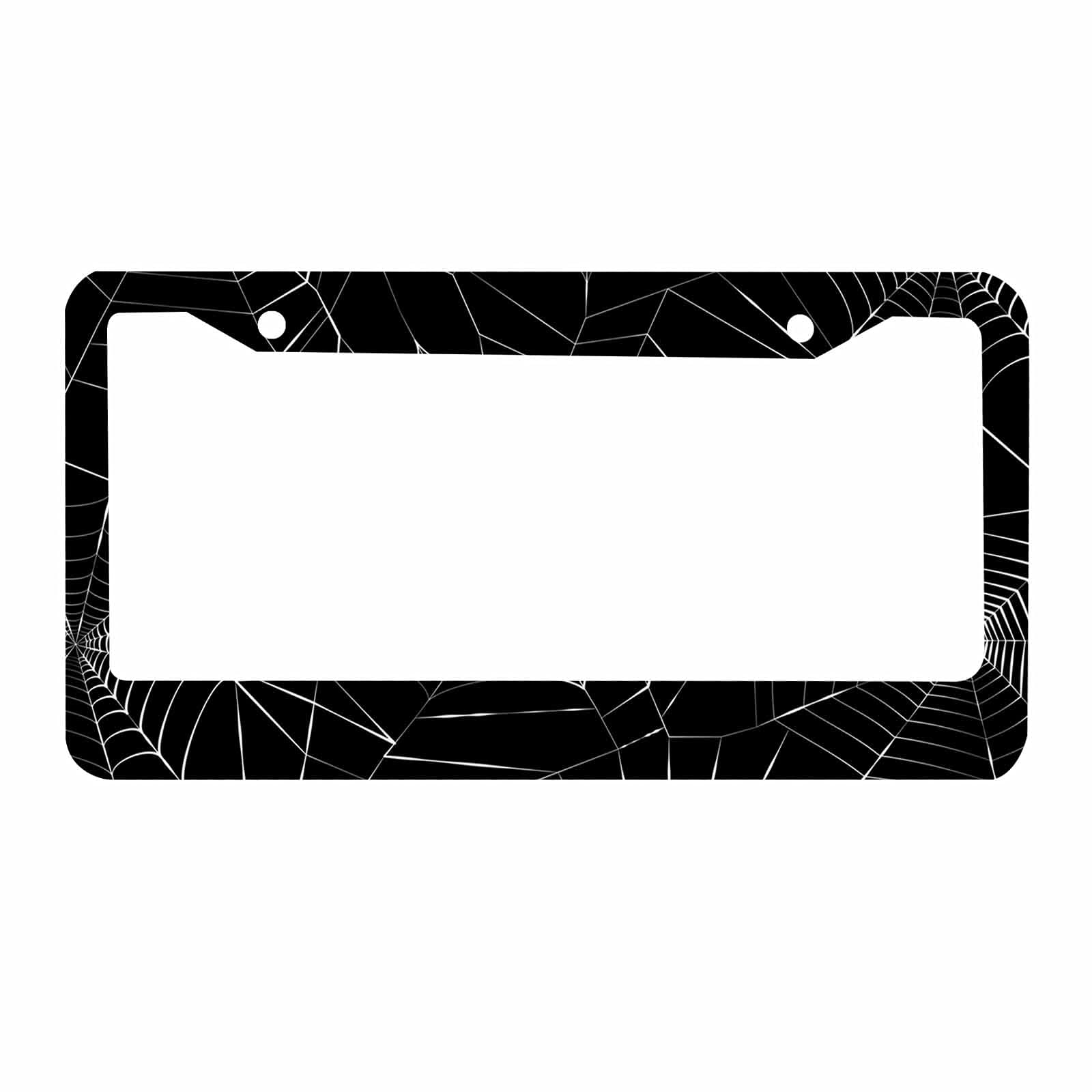 Nicokee Decorative License Plate Frame Black Spider Silk Halloween Car Tag Frame Aluminum Auto License Plate Holder for Men Women