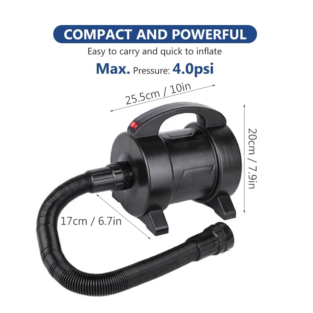 Pompa ad aria elettrica Gonfiatore Esponfiore, Gonfiatore 240 V/1600 W, Gonfiaggio rapido, con 2 ugelli pompa, Materassi gonfiabili, Piscina,Anello di nuoto