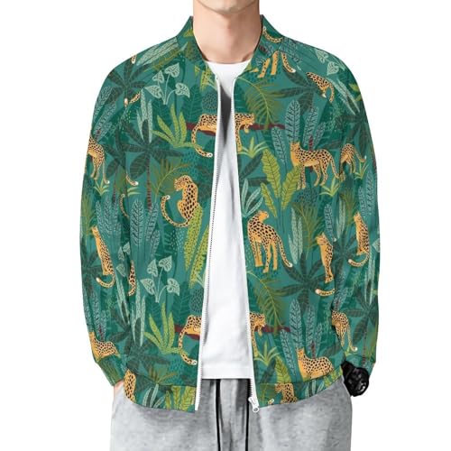 micidad Men's Jackets Lightweight Casual Bomber Jacket Full Zip Lion Print Windbreaker Jacket Coat With Pockets