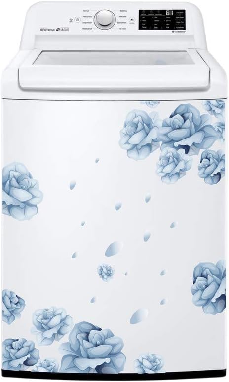 DivineDesigns Blue Flowers Sticker for Washing Machine, Cloth Machine Decorative Pack of 1 (22X 33 INCH)