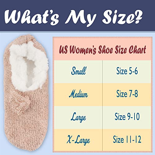 BambooMN Adult Women Super Soft Warm Cozy Fancy Yarn Slippers Non-Slip Lined Socks, Indoor Comfy House Slippers4