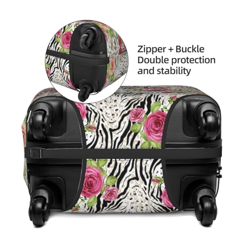 VOSERY Travel Luggage Cover - Roses Mixed Zebra Washable Suitcase Covers Protector Fits 18-32 Inch Luggage2