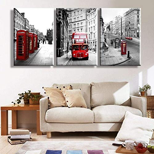 Tableau sur toile 3 panneaux d'une vue de rue étrangère moderne pour déco salon