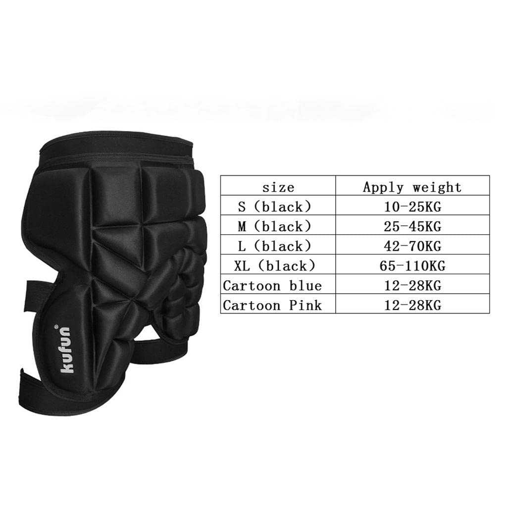 Padded Hip Shorts avec Coussin EVA 25mm Short Protection Hanche Coccyx Ajustable et Respirant Adapté Enfants Adultes Ski Roller et Skateboa, S