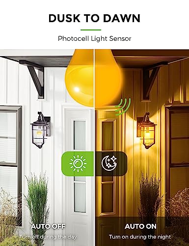 LOHAS Yellow LED Bug Light Bulbs Outdoor, Dusk to Dawn Sensor Yellow Bug Light Bulb Outside, A19 Amber Porch Light Non-Attracting, 40W Equivalent 2000K E26 Auto On/Off, for Patio Deck Backyard, 4 Pack - Image 4