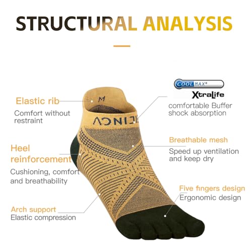 Running Athletic Toe Socks, Cool Quick-Dry Five-Toe Design with Arch Support for Men & Women4