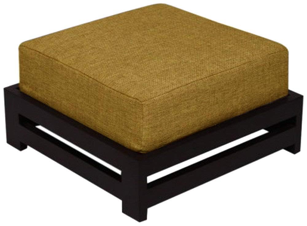 WiproWood Wooden Stool For Kitchen | Low Height Ottoman Stool With Cushion For Living Room | Sheesham Wood, Warm Chestnut, 38 Centimeters, Bloom Beauty, Brown