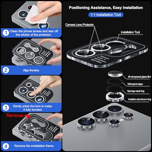 Image of WSKEN for Samsung Galaxy S25 Ultra Camera Lens Protector - Ultra Thin | Case Friendly, 9H Shatterproof Tempered Glass, Anti Scratch Metal Circle, Camera Screen Protector Cover Accessories, Glitter