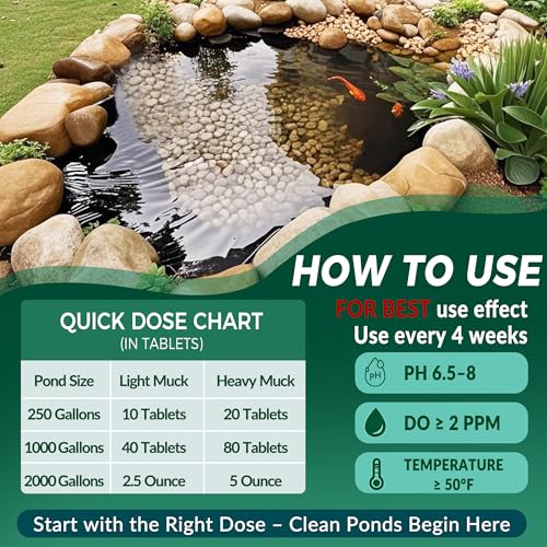 Image of Muck Clear - Natural Pond Sludge Treatment, 4 LB for Ponds, Fountains & Bird Baths, Beneficial Bacteria & Enzymes, Chemical-Free & Safe for Fish, Pets & Wildlife