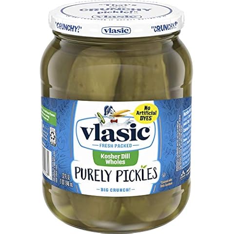 Vlasic Purely Pickles Whole Kosher Dill Pickles, Keto Friendly Snacks and Toppings, 6 - 32 FL OZ Jars Cover