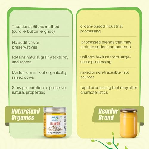 Image of Natureland Organics Premium Cow Ghee 400 Ml - 100% Organic Indian Desi Cow Ghee