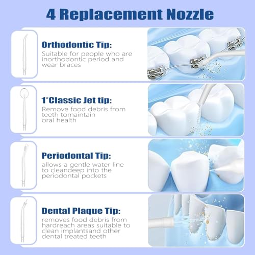 Image of Water Flosser for Teeth Cordless, 380ML Electric Dental Flosser 4 Modes & 6 Jet Tips for Oral Care, Rechargeable Floss DIY Mode IPX7 Waterproof, Portable Oral Irrigator for Travel and Home Gift .