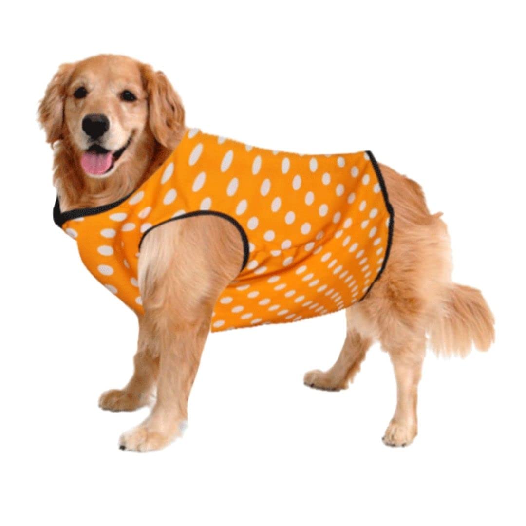 Sage Square Funky Soft Material Dog T-Shirt | Cool/Funky Print Pet | Soft Light Weight | Comfortable & Breathable Dog Clothing | Trendy Vest Outfit (XLarge - 24 inch) (Polka Orange) (B0B6ZZQ6T1) Amazon Price History, Amazon Price Tracker