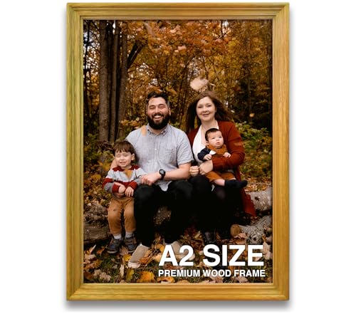 Image of A2 Photo Frame | Frame For Wall Decoration | Photo Frame For Wall Big Size Branded | Yellow Wood Frame For Wall | Bright For Living Room & Gift (A2, 16.5x23.4 inch, Yellow)