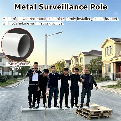 Support de caméra de sécurité sur poteau 1m surveillance à 4 bras