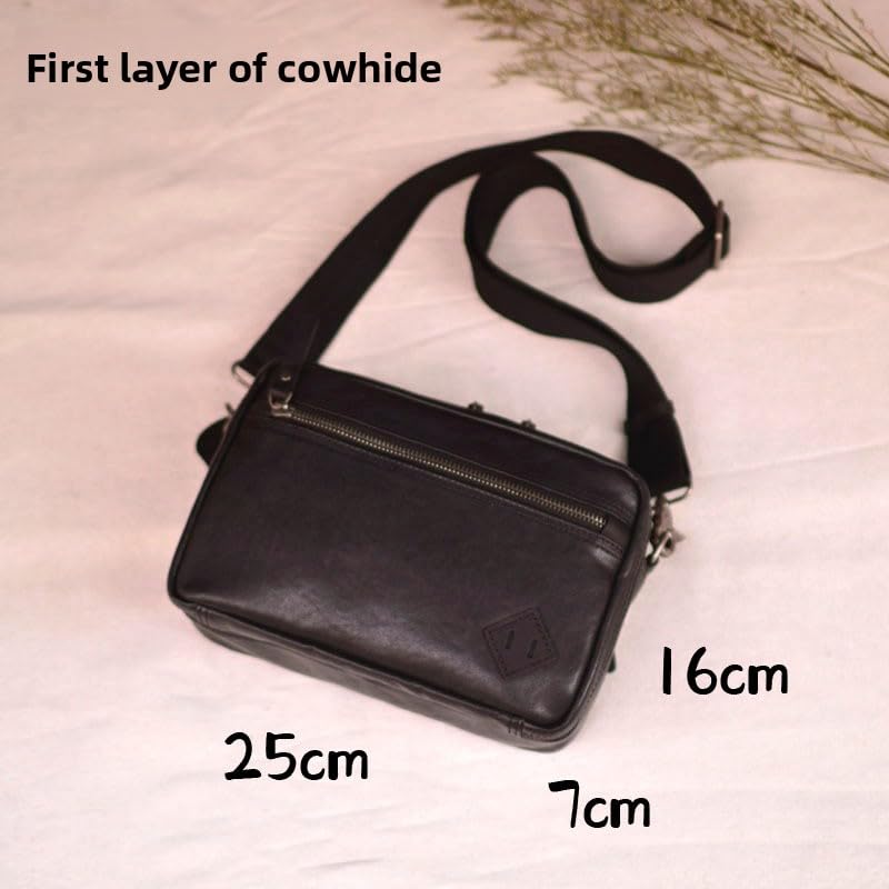 Classic Versatile Top-Grain Cowhide Small Square Messenger Bag – Genuine Leather, Ideal for Men's Crossbody Use,Outdoor Activities, Commuting & Casual Occasions2