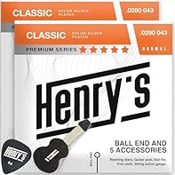 ✅ Classical Guitar Strings: Silver nylon guitar strings with ball end for fast and easy restring of your guitar. This set is suitable for students, beginners and advanced players. ✅ Premium Quality - With Henry’s nylon guitar strings, expect impeccab...
