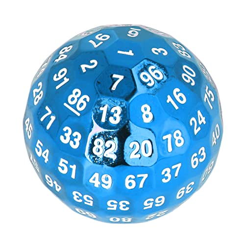 RiToEasysports Dados Poliédricos de 100 Lados, Dados de Metal de Color Brillante con Números Claros Juegos de rol Juego de Dados para Juego de Mesa (Azul) Cover
