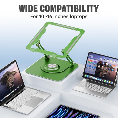 Laptop Stand for Desk, Adjustable Computer Stand with 360° Rotating Base, Ergonomic Laptop Riser for Collaborative Work, Foldable & Portable Laptop Stand, fits for All 10-16" Laptops
