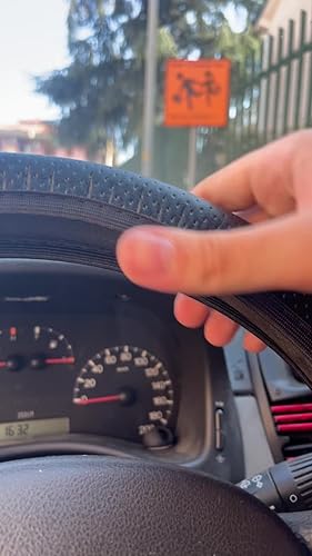 Coprivolante In Pelle Scamosciata - Per Auto, Universale 37-38 Cm, Nero - Foto 9