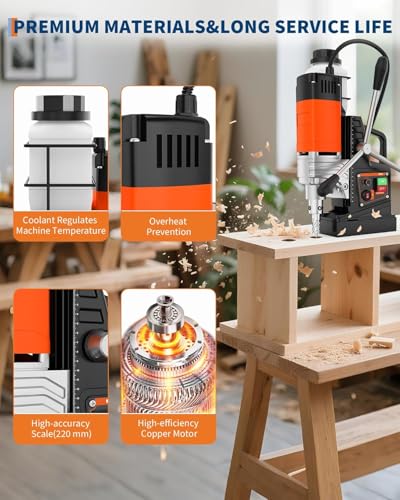Image of Mag Drill Press, 1650W Power Magnetic Drill Presses, 1.57″ Boring Diameter, 810 RPM, 10 Speed for Industrial & Home Improvement