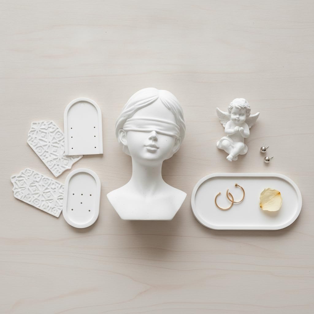 Espositore per Gioielli in Gesso Opaco, Set 6 in gesso