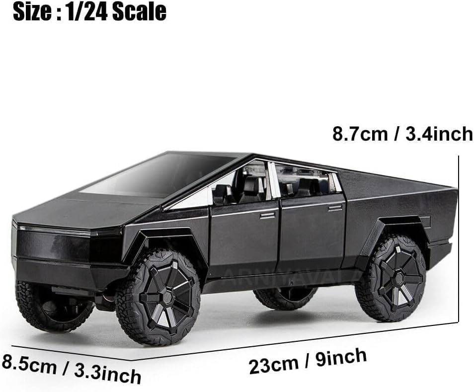 Image of Alloy Car Model Diecasts Metal Toy with Sound /Light /Pull-Back Off-Road Vehicles Car Model Collection Kids Toys Gift Multicolor Pack of 1 (Cybertruck-Black)