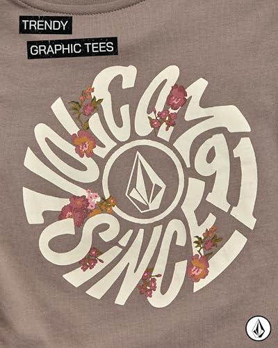 Image of Volcom Girls Shirts - Casual Crewneck Short Sleeve Graphic Tee Trendy Tops - Breathable Girls Summer Clothes